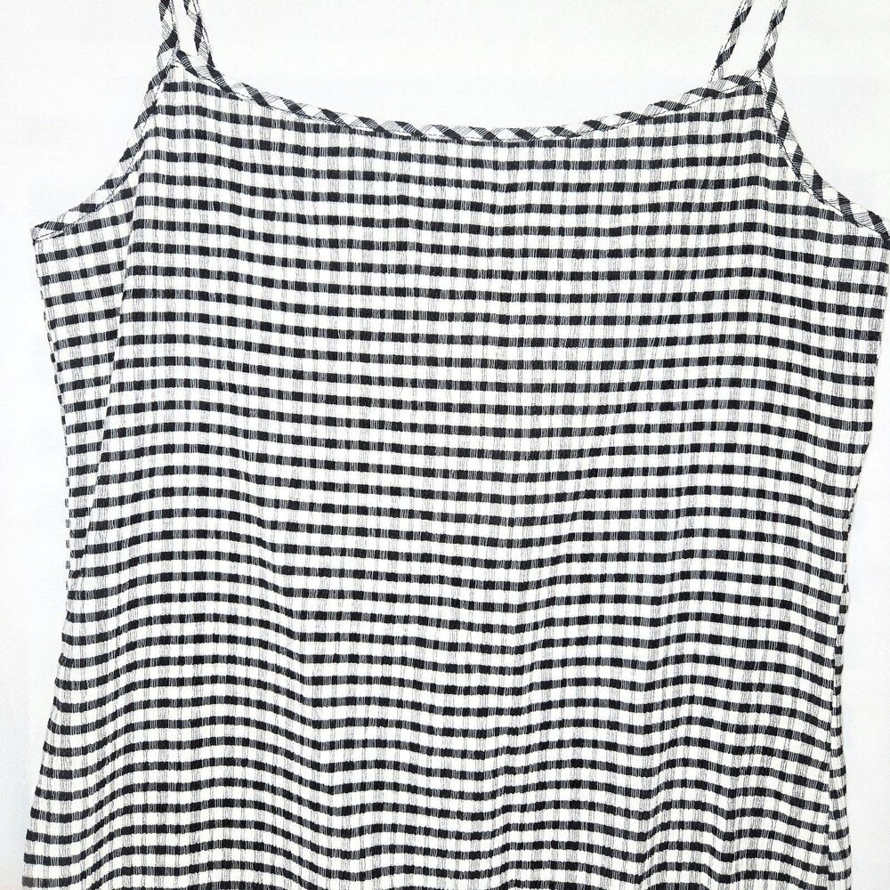 GAP Dress Gingham Mini Ruffle Hem Cotton Dark Blue/White Women Medium NEW NWT - Picture 3 of 9